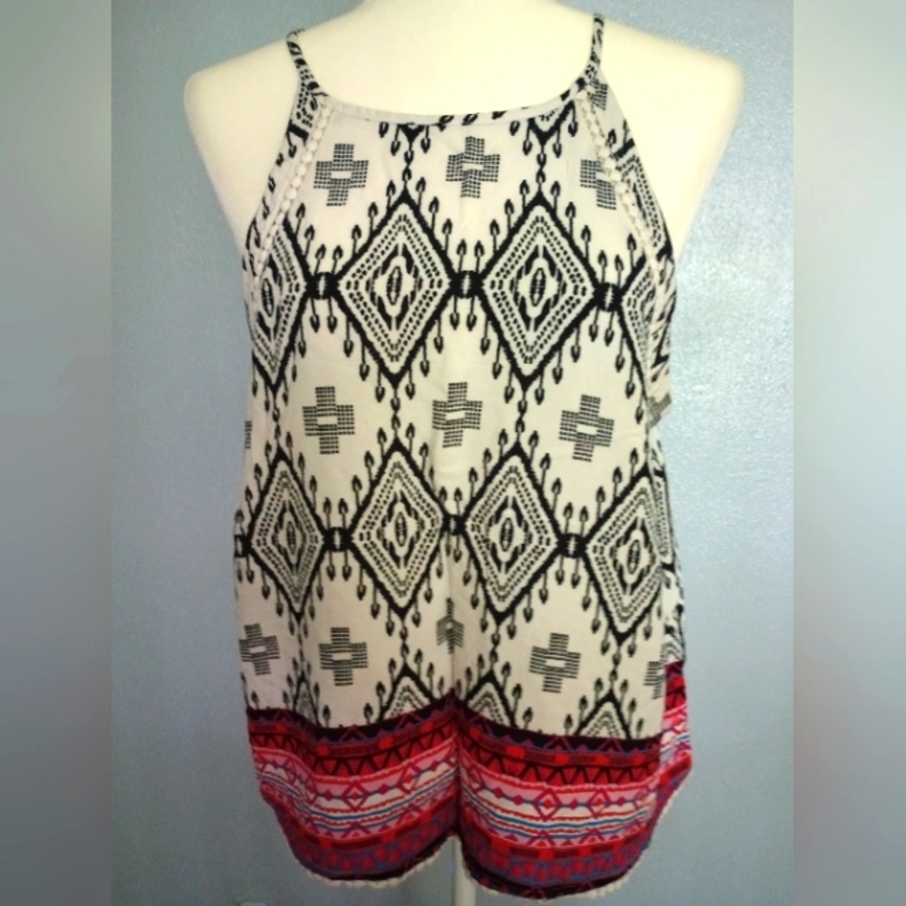 Boho Aztec Tribal Tank Top Cotton Blend Mudd XL